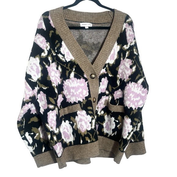 Gemma + Jane Oversized Floral Jacquard Cardigan Size Extra Large - Picture 6 of 10